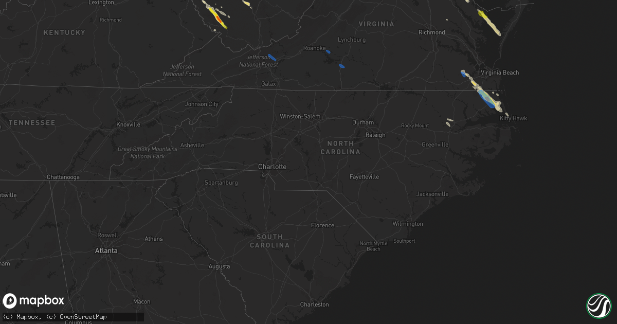 Hail map in North Carolina on August 9, 2019
