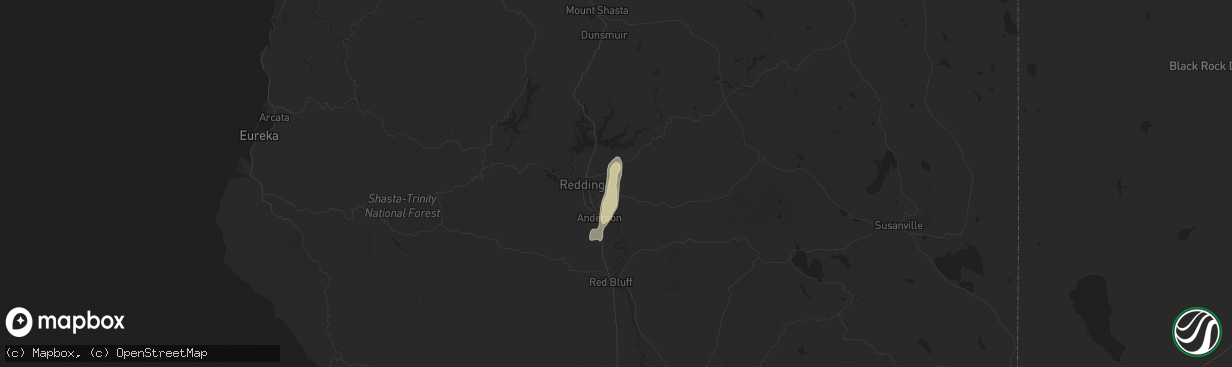 Hail map in Palo Cedro, CA on August 9, 2019