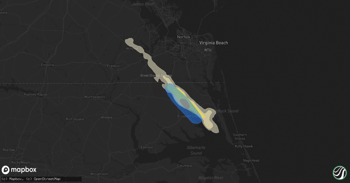 Hail map in South Mills, NC on August 9, 2019