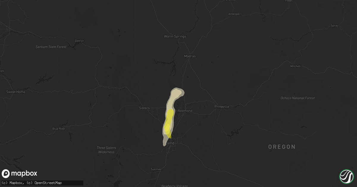 Hail map in Terrebonne, OR on August 9, 2019