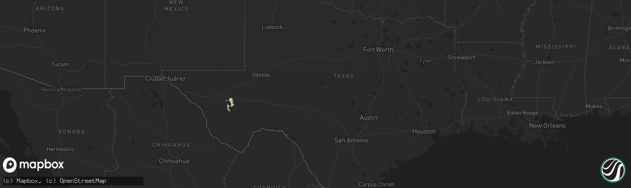 Hail map in Texas on August 9, 2019