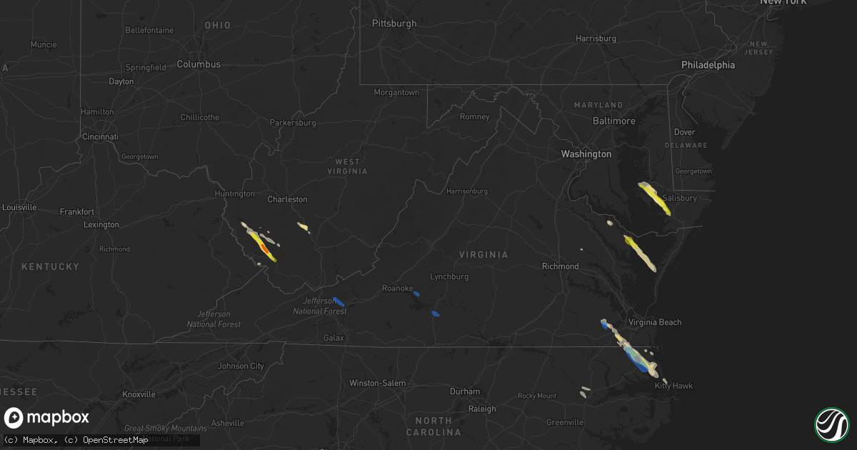 Hail map in Virginia on August 9, 2019