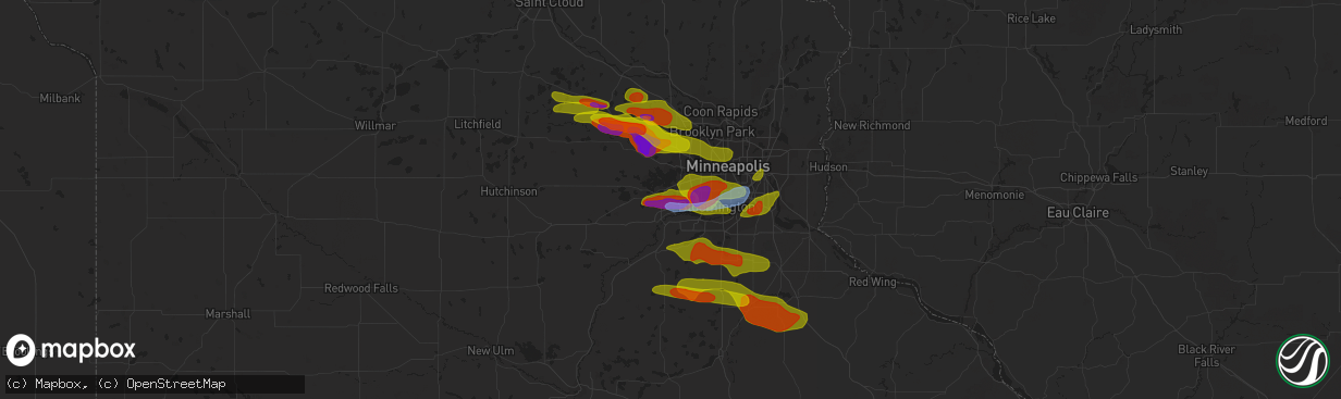 Hail map in Chanhassen, MN on August 9, 2020