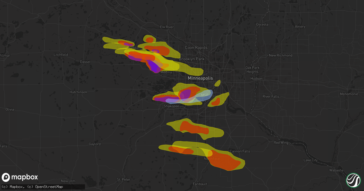 Hail map in Eden Prairie, MN on August 9, 2020