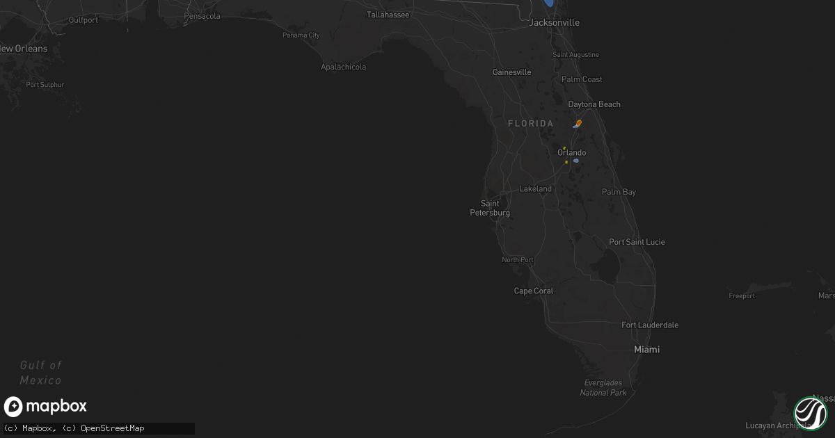 Hail map in Florida on August 9, 2020