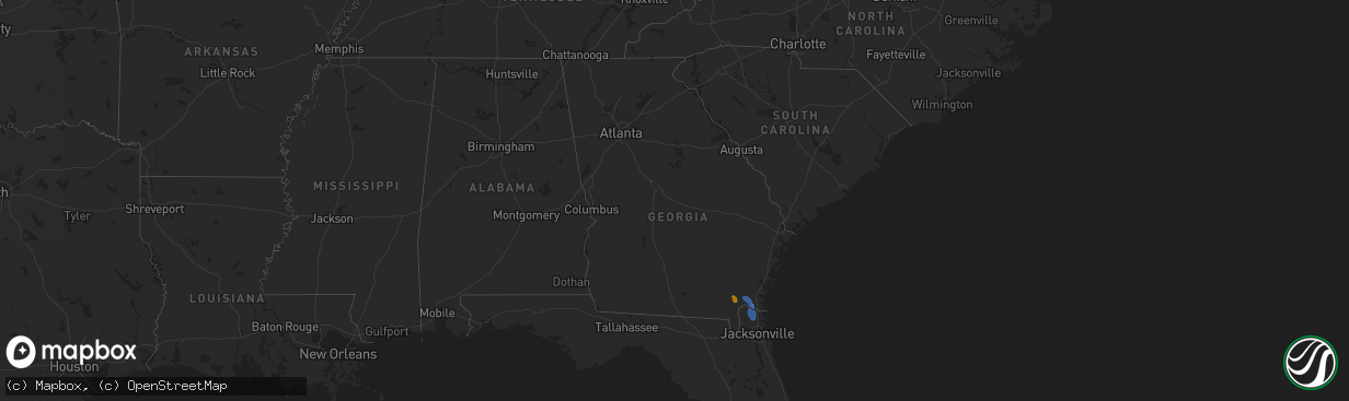 Hail map in Georgia on August 9, 2020