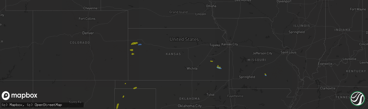 Hail map in Kansas on August 9, 2020