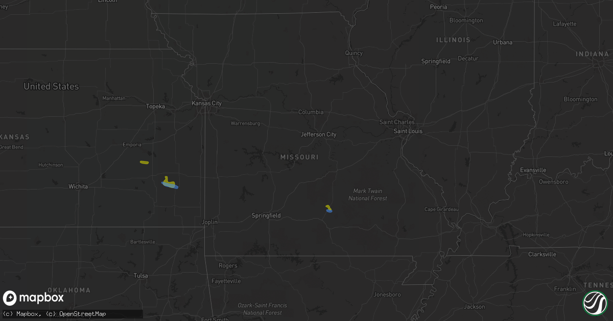Hail map in Missouri on August 9, 2020