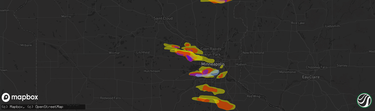 Hail map in Rockford, MN on August 9, 2020