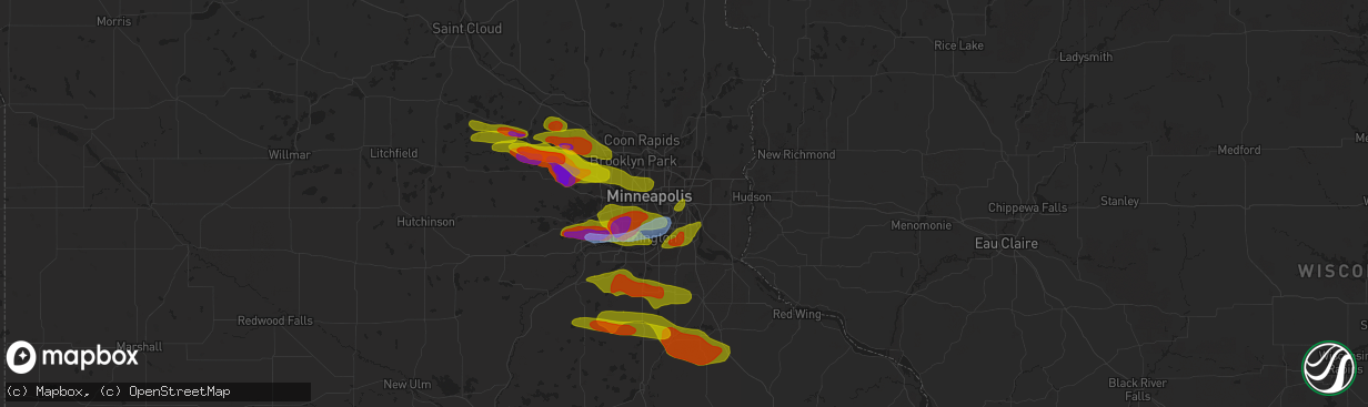 Hail map in Saint Paul, MN on August 9, 2020