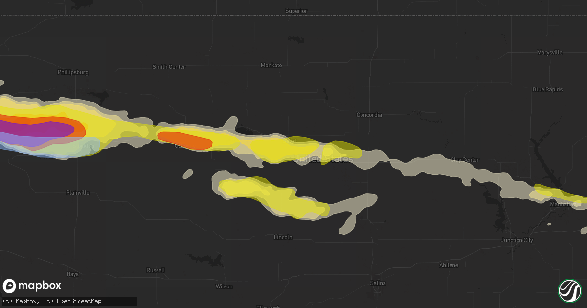 Hail map in Beloit, KS on August 9, 2021