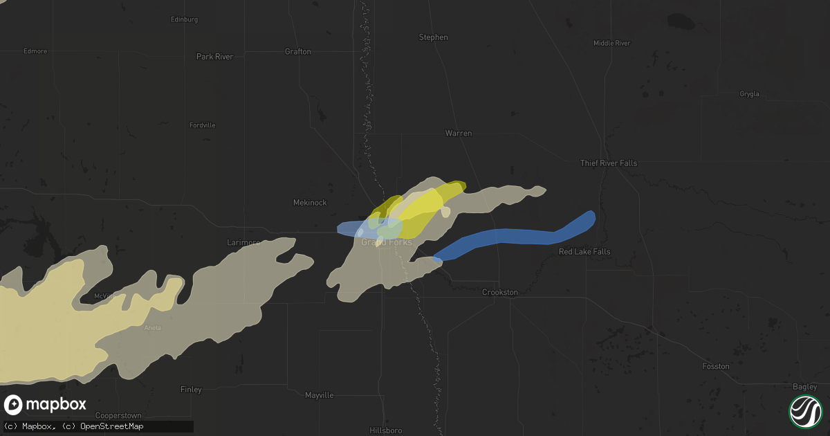Hail map in East Grand Forks, MN on August 9, 2021