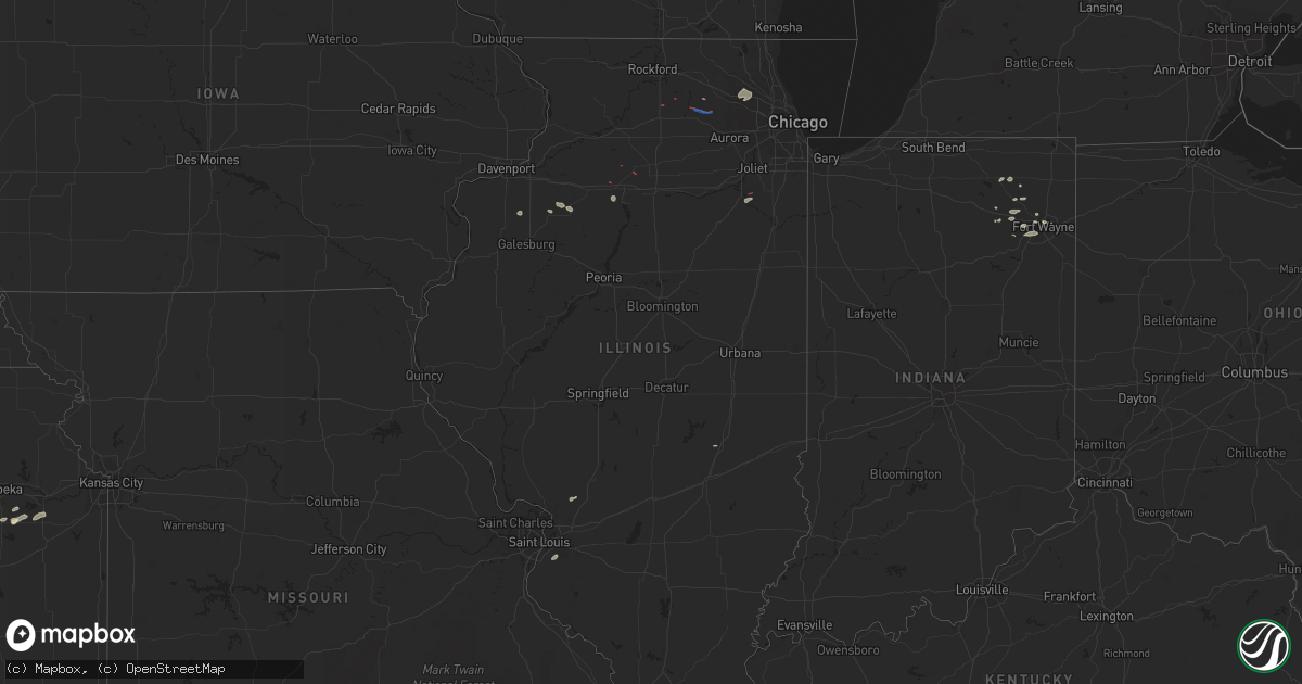 Hail map in Illinois on August 9, 2021