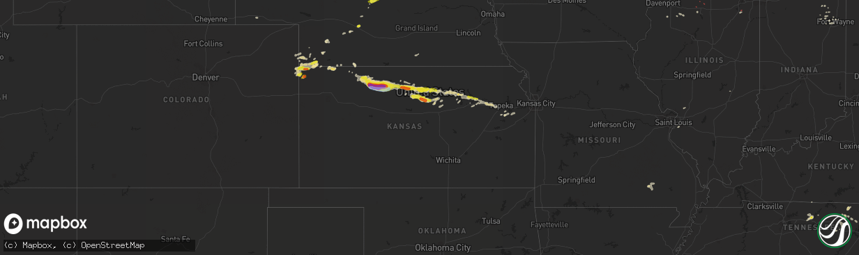 Hail map in Kansas on August 9, 2021