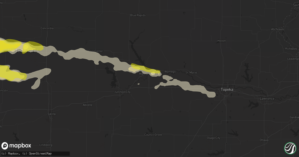 Hail map in Manhattan, KS on August 9, 2021