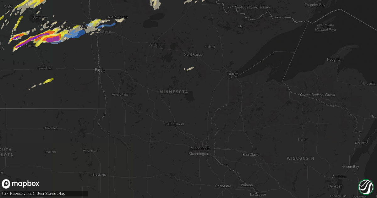 Hail map in Minnesota on August 9, 2021