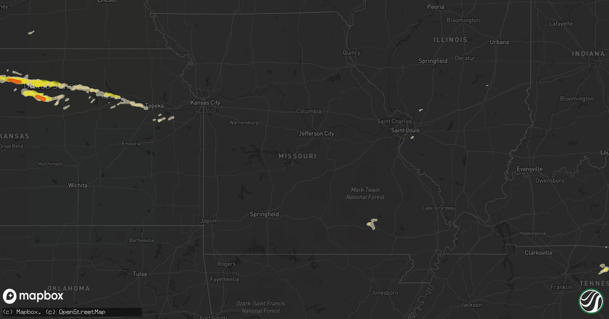 Hail map in Missouri on August 9, 2021