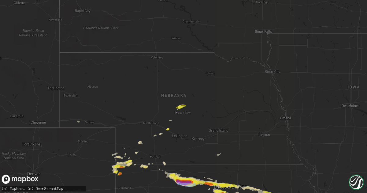 Hail map in Nebraska on August 9, 2021