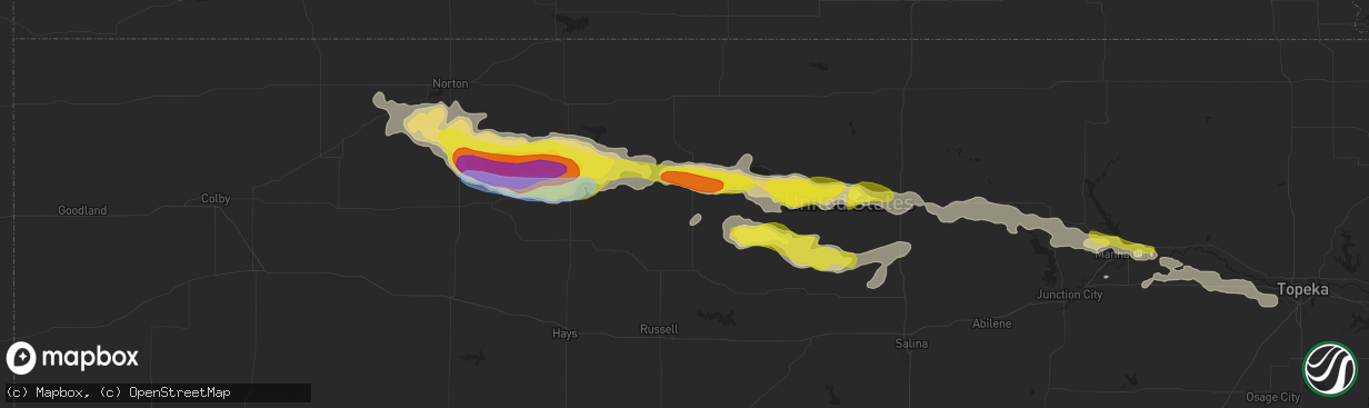 Hail map in Osborne, KS on August 9, 2021