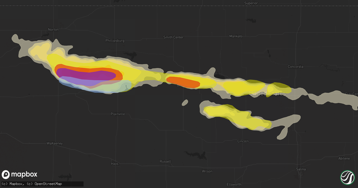 Hail map in Osborne, KS on August 9, 2021