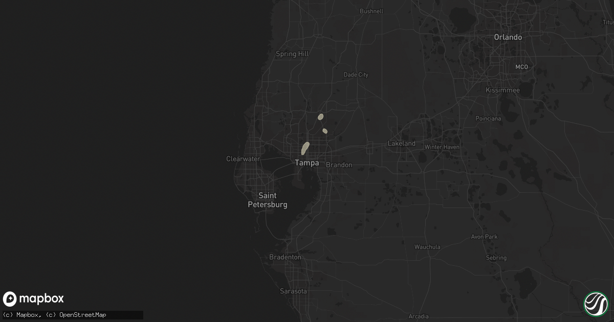 Hail map in Tampa, FL on August 9, 2021