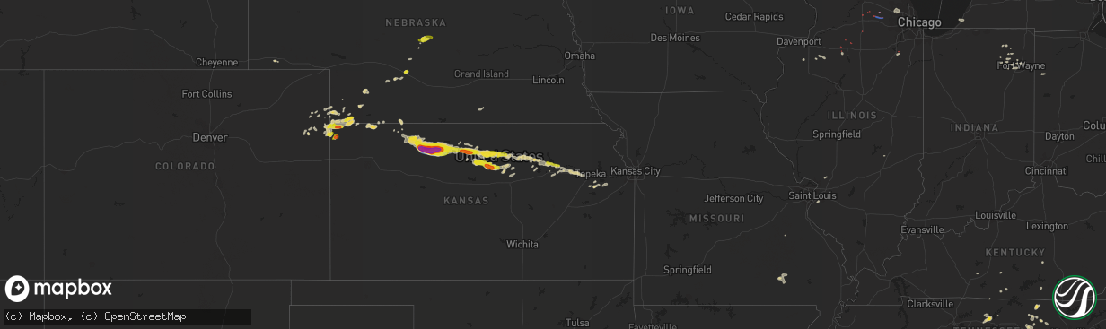 Hail map on August 9, 2021