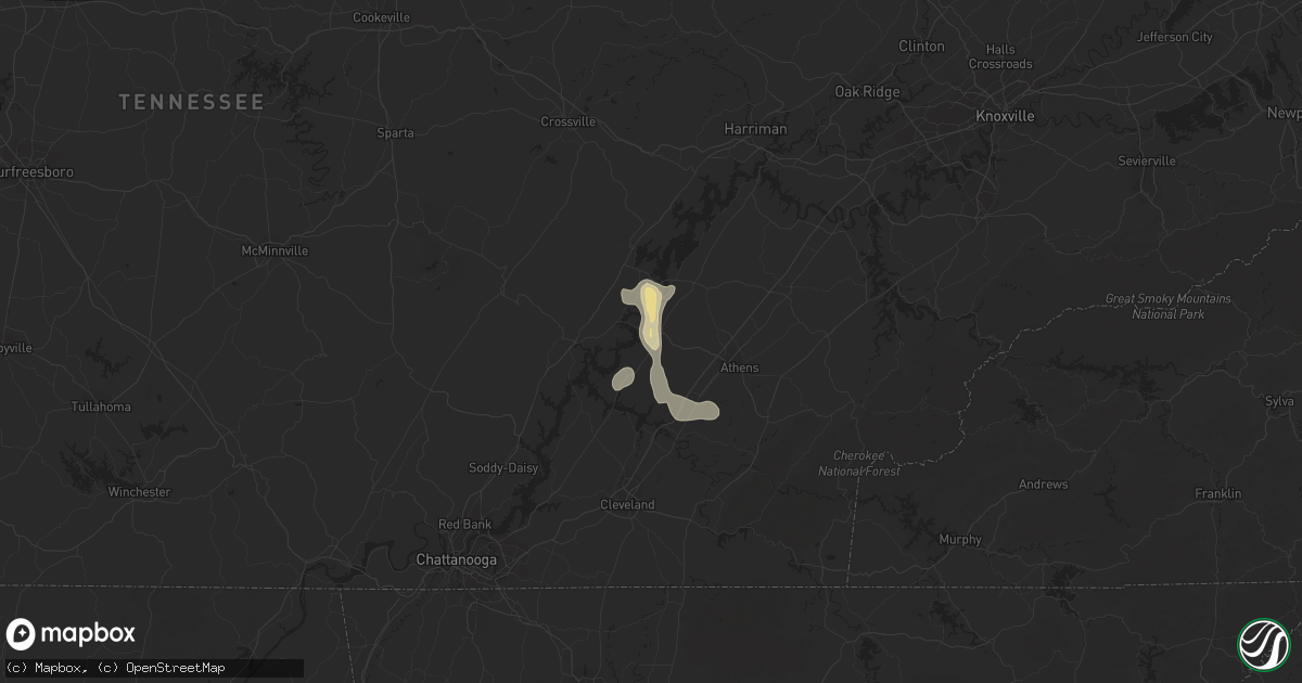Hail map in Decatur, TN on August 9, 2022