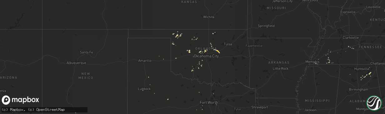 Hail map in Oklahoma on August 9, 2022