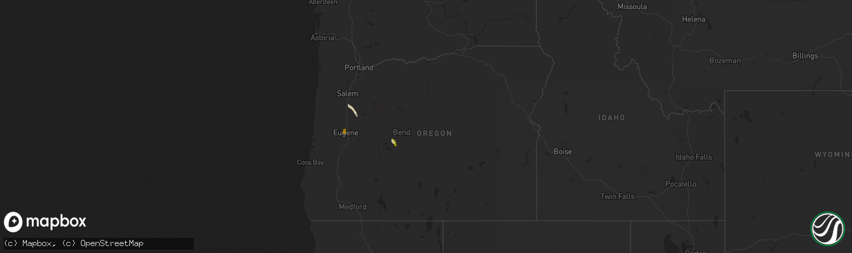 Hail map in Oregon on August 9, 2022