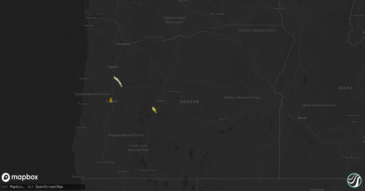 Hail map in Oregon on August 9, 2022