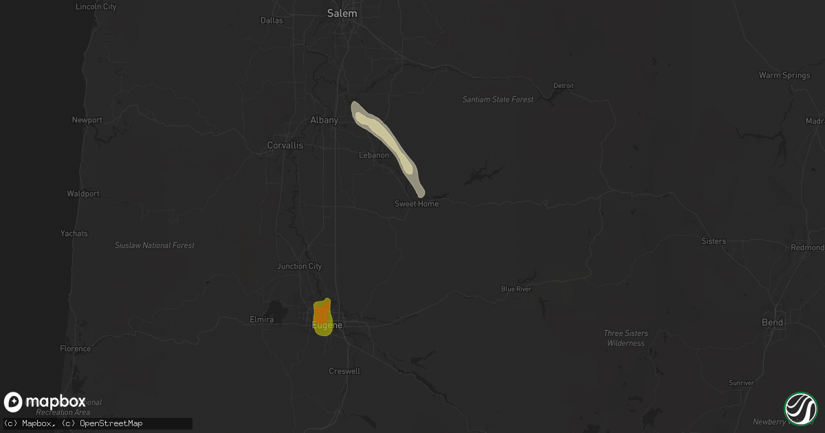 Hail map in Sweet Home, OR on August 9, 2022