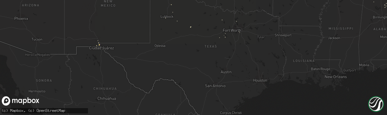 Hail map in Texas on August 9, 2022