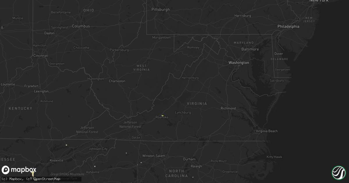 Hail map in Virginia on August 9, 2022