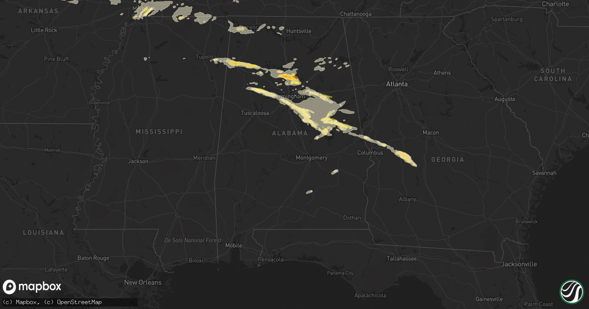 Hail map in Alabama on August 9, 2023