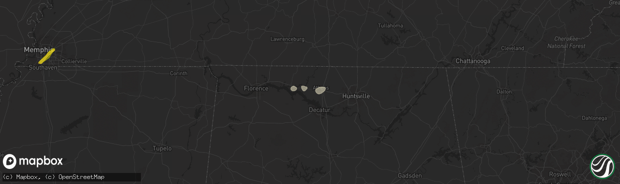 Hail map in Athens, AL on August 9, 2023