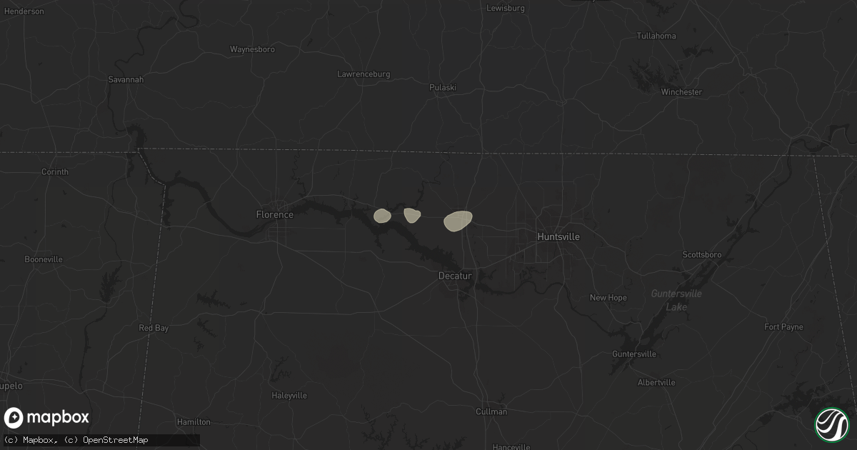 Hail map in Athens, AL on August 9, 2023