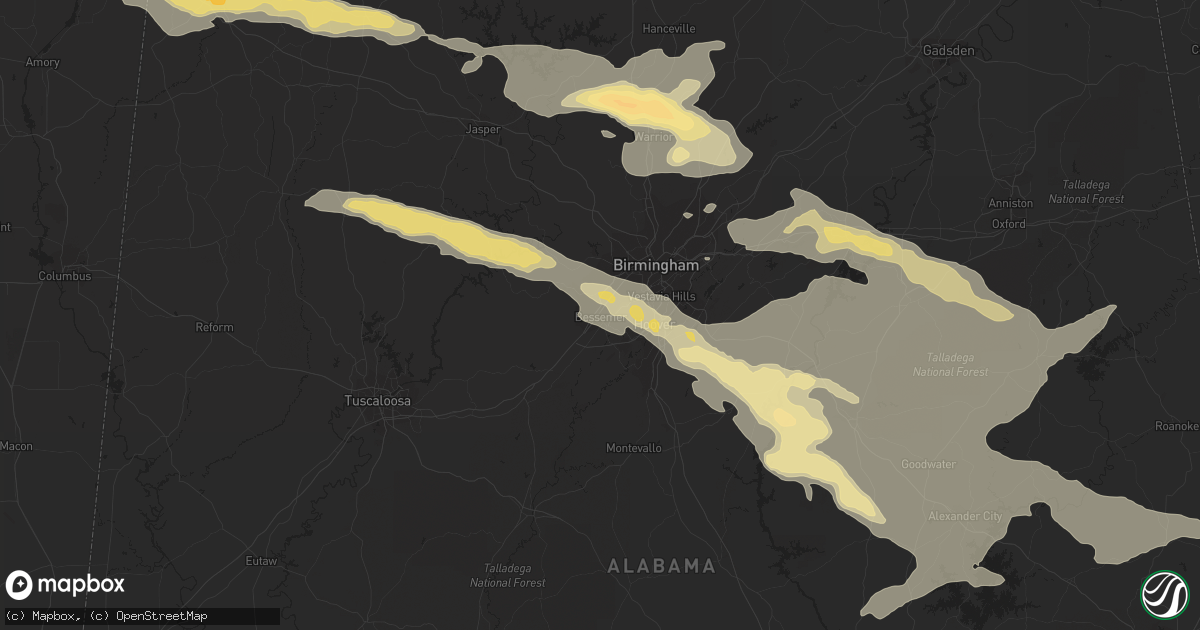 Hail map in Bessemer, AL on August 9, 2023