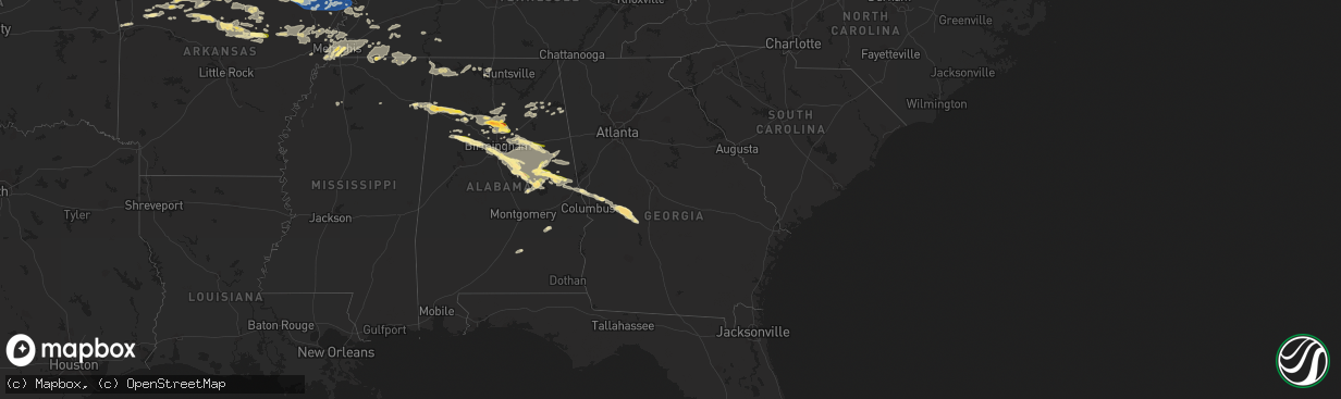 Hail map in Georgia on August 9, 2023