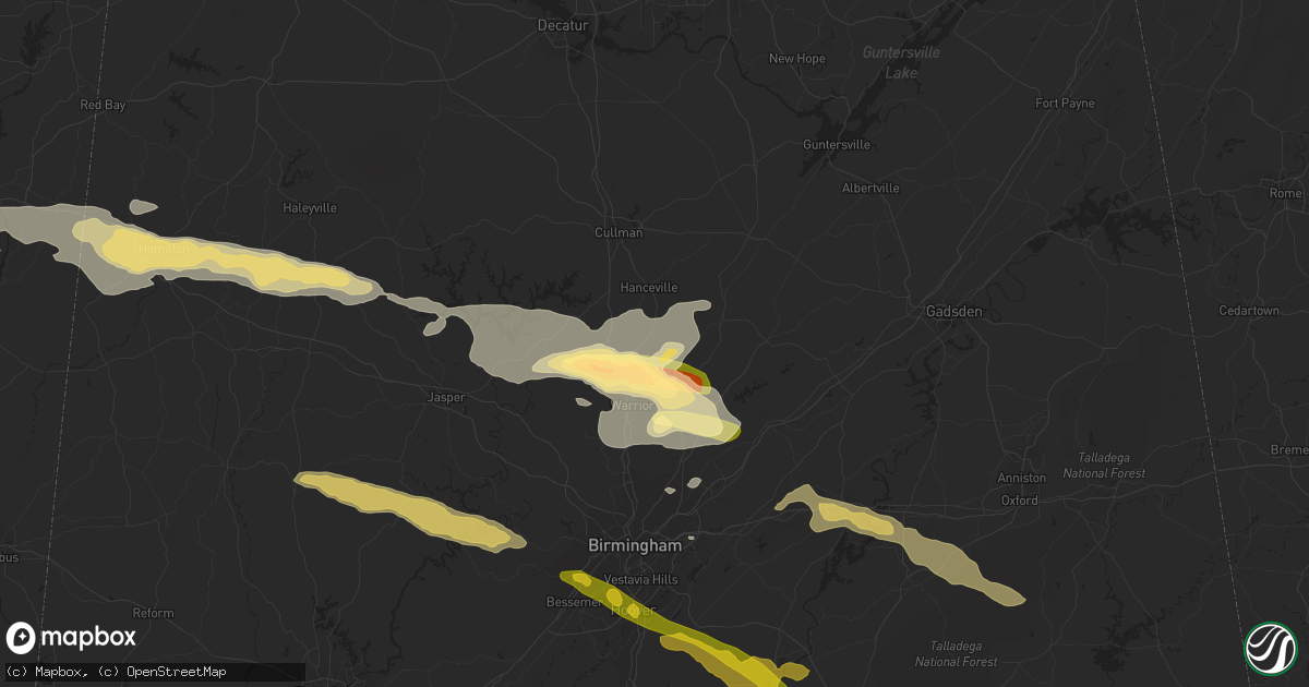Hail map in Hayden, AL on August 9, 2023
