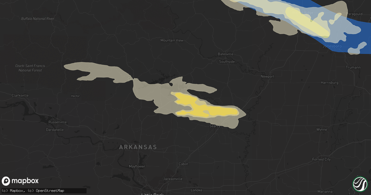 Hail map in Heber Springs, AR on August 9, 2023
