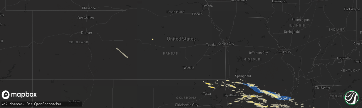Hail map in Kansas on August 9, 2023