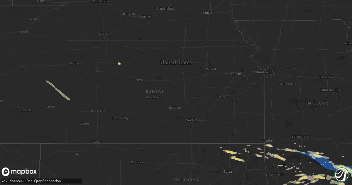 Hail map in Kansas on August 9, 2023