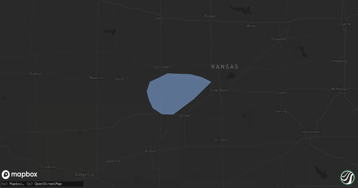 Hail map in Larned, KS on August 9, 2023
