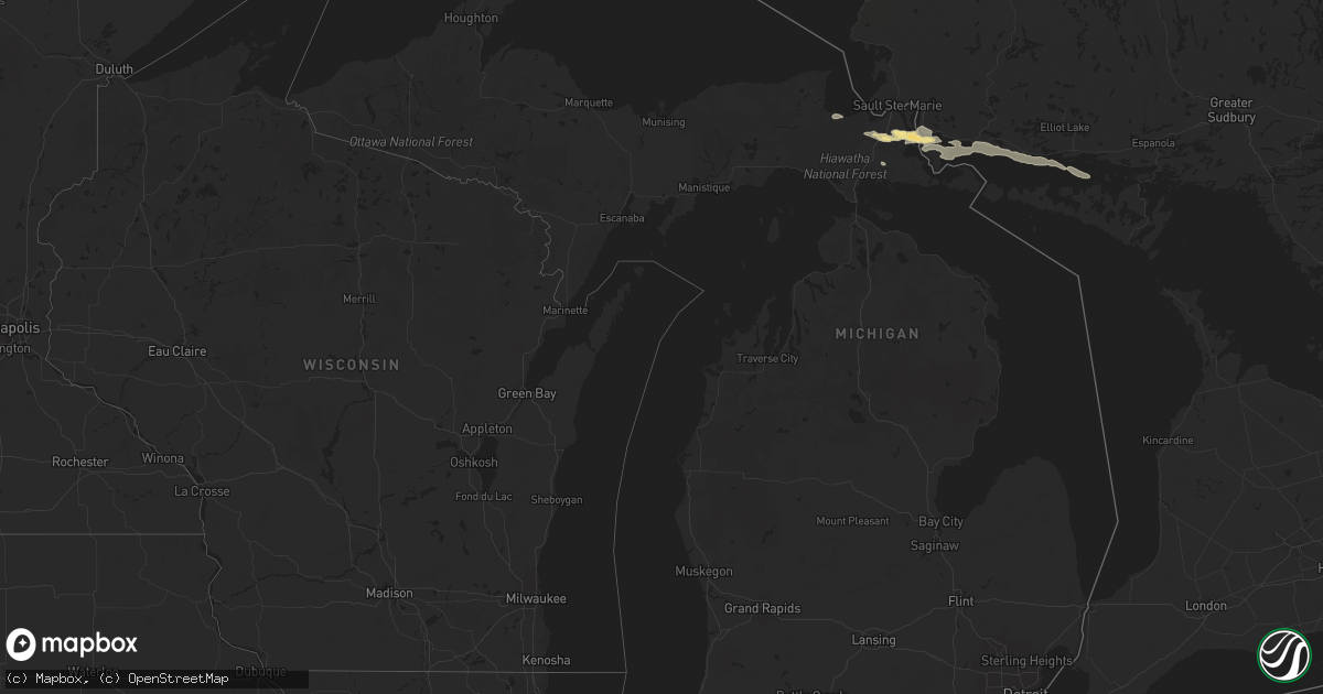 Hail map in Michigan on August 9, 2023