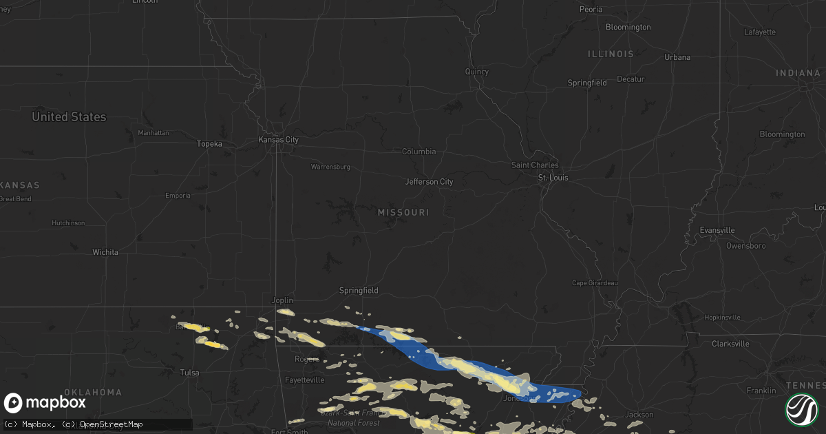 Hail map in Missouri on August 9, 2023
