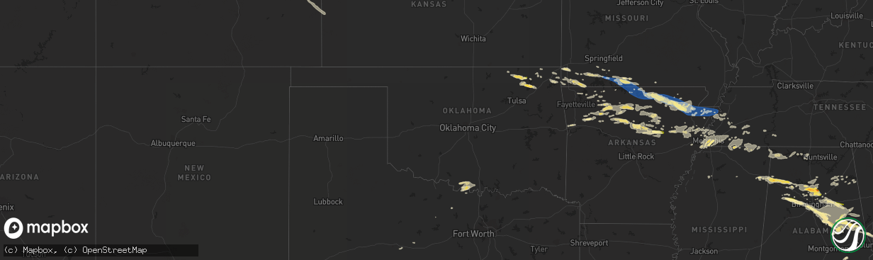 Hail map in Oklahoma on August 9, 2023