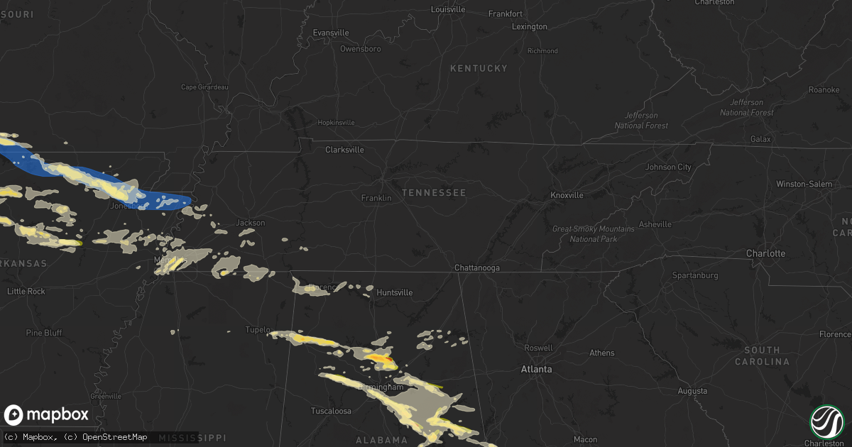 Hail map in Tennessee on August 9, 2023