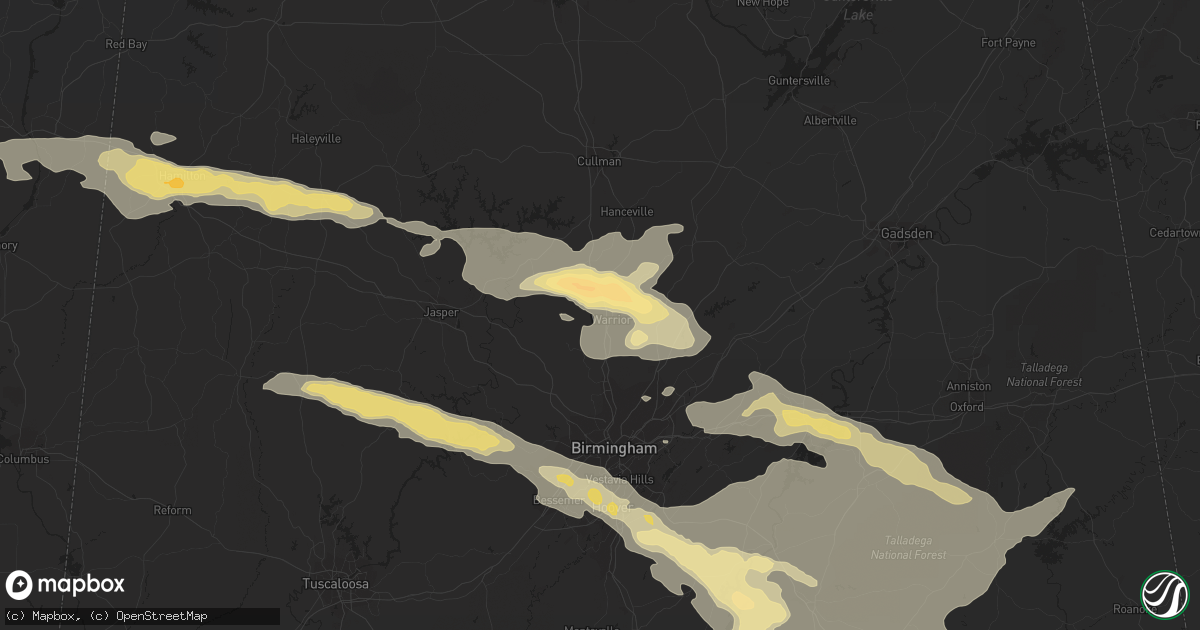 Hail map in Warrior, AL on August 9, 2023