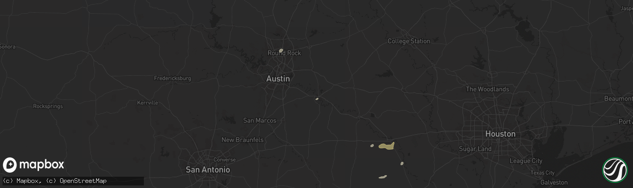 Hail map in Bastrop, TX on August 9, 2024