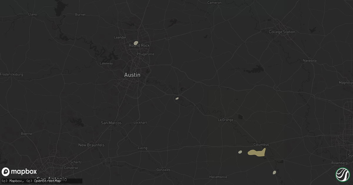 Hail map in Bastrop, TX on August 9, 2024